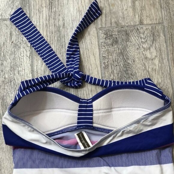 Tommy Bahama Blue Pink Stripe Halter Tankini S Rare - Picture 11 of 12